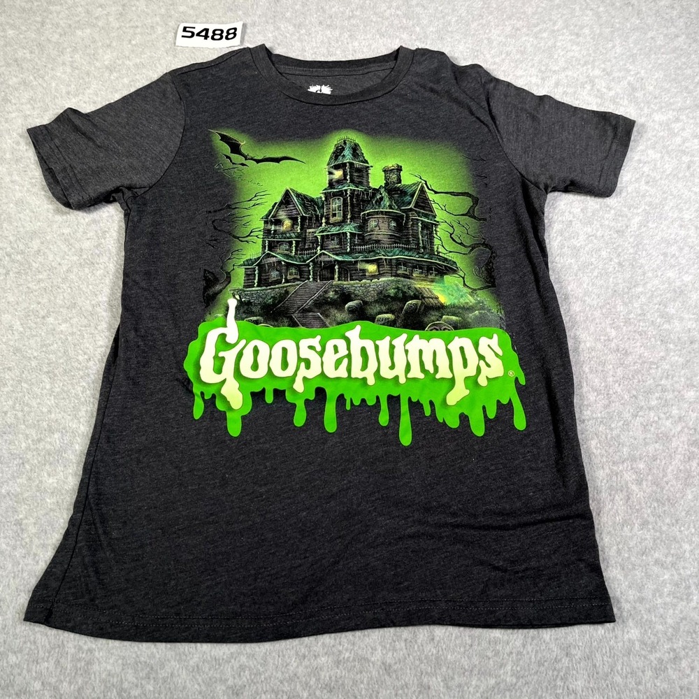 Goosebumps T Shirt Men XL Heather Gray Cotton Haunted House Horror Graphic Print
